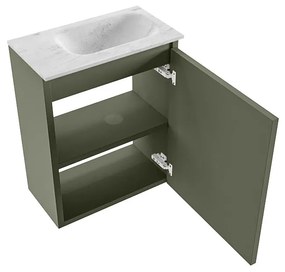 Mondiaz Ture DLux toiletmeubel 40cm army met wastafel opalo rechts met kraangat