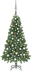 vidaXL Kunstkerstboom met LED's, kerstballen en dennenappels 150 cm
