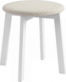 Mazzoni ZOI Lichtbeige (stof Storm 04)/wit beuken onderstel - RONDE GESTOFFEERDE KRUK VOOR KEUKEN/WOONKAMER