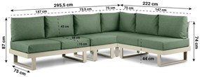 Hoek loungeset 6 personen Aluminium Taupe  Lifestyle Garden Furniture Lorenzo
