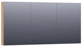 Saniclass Dual Spiegelkast - 140x70x15cm - verlichting - geintegreerd - 3 links- rechtsdraaiende spiegeldeur - MFC - old castle 7265