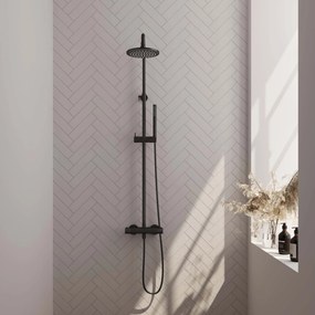 Brauer Black Carving opbouw regendouche met 20cm douchekop en staafhanddouche mat zwart