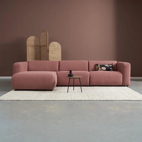 Hoekbank Met Chaise Longue Links Terracotta Roze