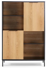 Kave Home Savoi Wandkast Zwart Met Eiken - 100x45x150cm.