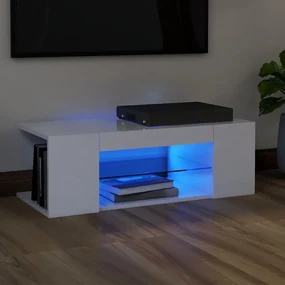 vidaXL Tv-meubel met LED-verlichting 90x39x30 cm hoogglans wit