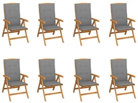 vidaXL Tuinstoelen 8 st verstelbaar met kussens massief teakhout