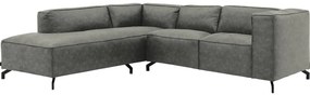 Goossens Bank Calvin grijs, micro leer, 2-zits, modern design met ligelement links