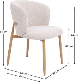 Eiken Eetkamerstoel Met Ronde Rug Creme