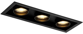Moderne inbouwspot zwart verstelbaar 3-lichts - Roof