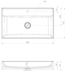 Sapho Twig wastafel gegoten marmer 80x47cm met kraangat wit glans