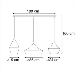 Eettafel / Eetkamer Scandinavische hanglamp zwart met goud 3-lichts - Depeche Modern E27 Scandinavisch bol / globe / rond ovaal Binnenverlichting Lamp