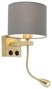 LED Art Deco wandlamp goud met grijze kap - Brescia Modern, Art Deco E27 rond Binnenverlichting Lamp