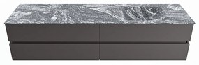 Mondiaz Vica DLux badmeubel 200cm dark grey 4 lades met wastafel lava rechts 1 kraangat