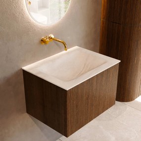 Mondiaz Kurve-dlux 60cm badmeubel dusk met 1 lade en wastafel cloud midden zonder kraangat ostra