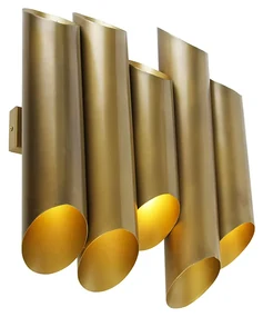 Industriële wandlamp messing 10-lichts - Whistle Industriele / Industrie / Industrial G9 cilinder / rond Binnenverlichting Lamp