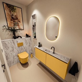 Mondiaz Ture DLux toiletmeubel 120cm ocher met wastafel glace midden met kraangat