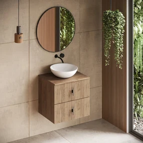 Muebles Mairi badmeubel ribbelfront 60cm warm eiken zonder waskom