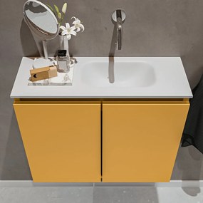 Mondiaz Ture 60cm toiletmeubel ocher met wastafel talc rechts geen kraangat