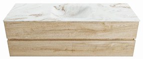 Mondiaz Vica DLux badmeubel 150cm washed oak 2 lades met wastafel frappe midden zonder kraangat