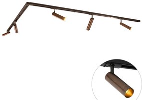 Modern railsysteem met 5 Spot / Opbouwspot / Plafondspots donker brons 1-fase GU10 35mm - Iconic Jeana Luxe GU10 Binnenverlichting Lamp