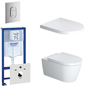 Duravit Starck Me Toiletset - inbouwreservoir - diepspoel - wandcloset - softclose - bedieningsplaat verticaal - chroom 0729205/0729240/0293433/0293435/
