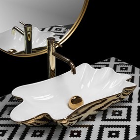 Opzetwastafel REA Infinity Gold/White + Plug