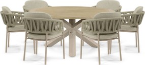 Tuinset Ronde Tuintafel 6 personen Rope Zand/Beige 4 Seasons Outdoor Calma/Rockville