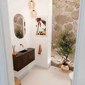 Mondiaz Joya DLux 80cm toiletmeubel walnut met wastafel faye midden zonder kraangat lava