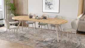 Mazzoni EXPANSO Artisan Eiken / kasjmier poten - OVALE UITSCHUIFTAFEL 160-360 cm VOOR 16-18 PERSONEN