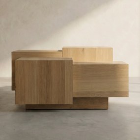 Blokken Salontafel Eiken Naturel 80x80 Cm - 80 X 80cm.