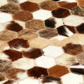 vidaXL Vloerkleed patchwork 160x230 cm echt harig leer bruin/wit