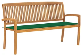 vidaXL Tuinbank stapelbaar met kussen 159 cm massief teakhout