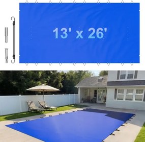 VEVOR Zwembadafdekking met Blauw Afmeting 4 x 8 m Afdekking voor Buitenzwembad Zwembadafmetingen 3,7 x 7,7 m Zwembad Afdekzeil, Rechthoekige Afdekking van Ingegraven Zwembad voor Home, Garden, Hotel