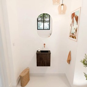 Mondiaz Joya 40cm toiletmeubel walnut met wastafel faye rechts zonder kraangat urban