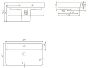 Sapho Gali keramieke wastafel 80x48cm wit