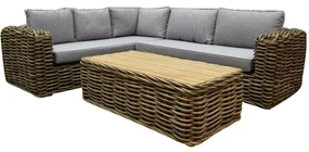 Sumatra XL hoek loungeset 3-delig naturel rotan