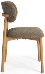 ALDO Bruin Taupe (stof Monza 40)/gelakt eiken frame – HOUTEN BOUCLÉSTOEL VOOR WOONKAMER, EETKAMER, KEUKEN RETRO