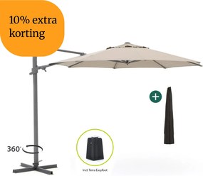 + 10% kassakorting | Parasol Shadowline Francisco | Inclusief hoes | Rond | 330cm | Met draaihendel | Bruin | Kees Smit Tuinmeubelen