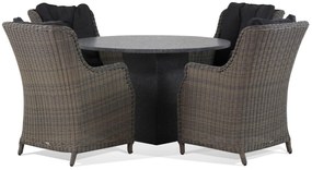 Tuinset Ronde Tuintafel 4 personen 120 cm Wicker Taupe  Garden Collections Buckingham/Graniet