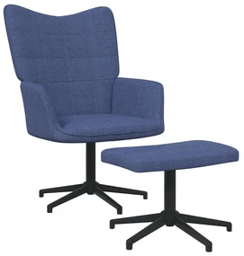 vidaXL Relaxstoel met voetenbank stof blauw