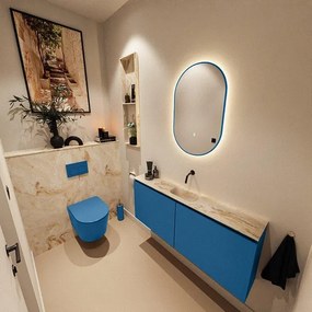 MONDIAZ TURE-DLUX 120cm toiletmeubel Jeans. EDEN wastafel Frappe positie midden. Zonder kraangat. TUREDX120JEAM0FRA