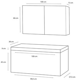 Differnz Somero badmeubelset 100cm spiegelkast hoogglans wit