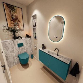 MONDIAZ TURE-DLUX 100cm toiletmeubel Smag. EDEN wastafel Glace positie midden. Met 1 kraangat. TUREDX100SMAM1GLA