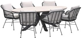 Garden Impressions Lucas tuinset zwart 7-delig - Tulli tuintafel 220x115 cm
