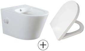 Mueller Afesta randloos toiletpot met bidetsproeier warm/koud en dunne softclose zitting wit mat