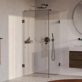 Brauer Void Carving profielloze douchecabine 80x80cm gunmetal geborsteld PVD