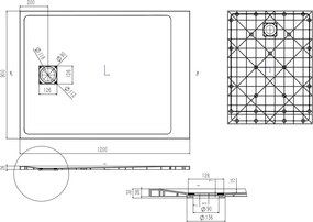Saniclear Naxos SMC douchebak stone-look 120x90cm beige mat