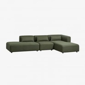 Rechtsmodulaire 3-delige Chaise Longue Bank Met Divan Fogler Teddystof Saliegroen - Sklum