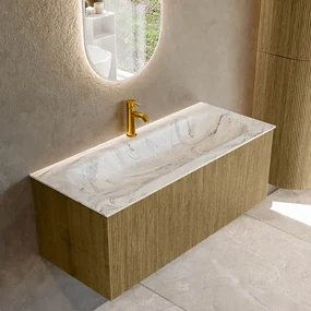 Mondiaz Kurve-dlux 110cm badmeubel dusk met 1 lade en wastafel big medium midden 1 kraangat glace