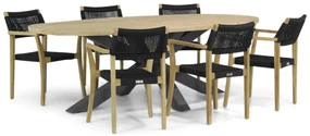 Tuinset 6 personen 240 cm Rope Zwart Lifestyle Garden Furniture Dallas/Brookline